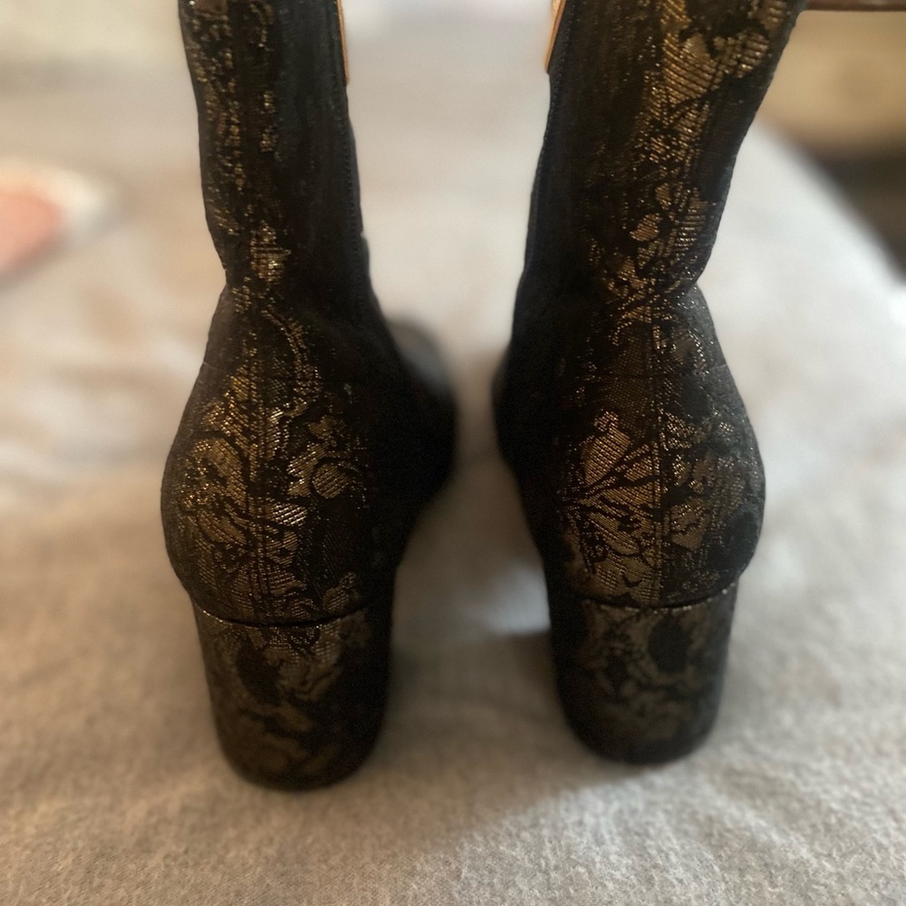 UNISA Black Lace and Gold Ankle Boots - Picture 3 of 9